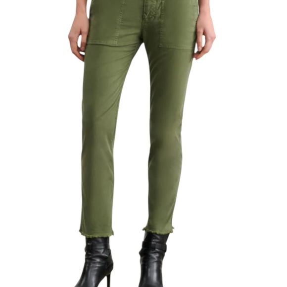 NiLi Lotan Raw HemCrop Cotton Stretch Twill Pant in Green - Picture 1 of 15
